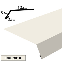 1m Traufblech, Pulverbeschichtetes Rinneneinhang-Dachblech, Zuschnitt 20cm -RAL-9010 Weiß