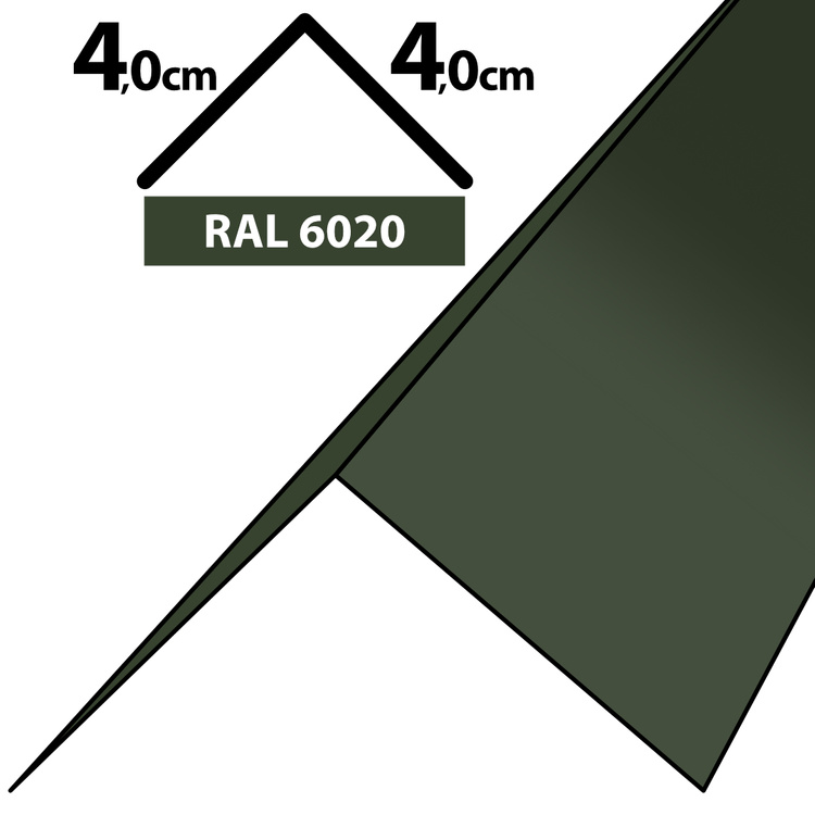 1m Winkelblech Kantblech Kante Blechwinkel pulverbeschichtetes 0,5mm, Zuschnitt 8cm -RAL-6020 Chromooxidgrün